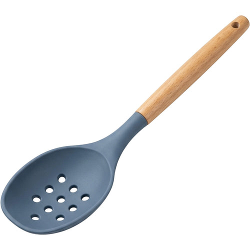 Vyyro Wood-Handle Silicone Perforated Scoop 32 cm Slate Blue - Product view