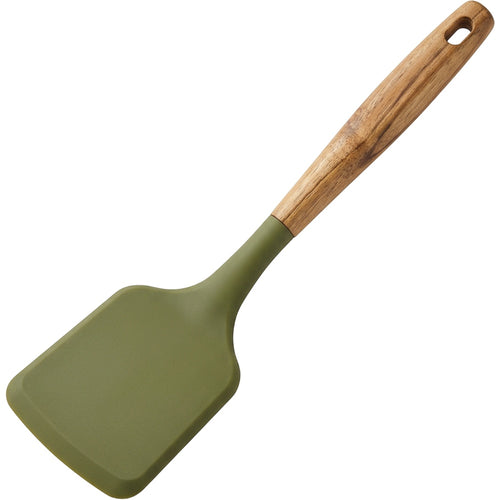 Vyyro Wood-Handle Silicone Solid Turner 32 cm Olive - Product view